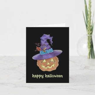 Happy Halloween Jack-o-lantern witch card