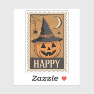 Happy Halloween" Jack-o'-Lantern Witch Hat Stamp