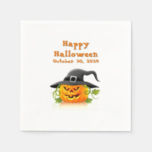 Happy Halloween Jack-o-lantern with Witch hat Napkin