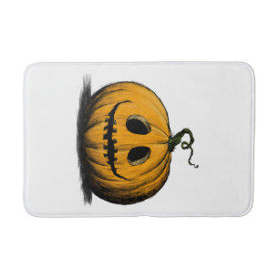 Happy Halloween Jack O'Lantern Adult Natural Bath Mat
