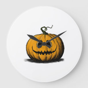 Happy Halloween Jack O'Lantern Adult Natural Large Clock