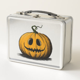 Happy Halloween Jack O'Lantern Adult Natural Metal Lunch Box