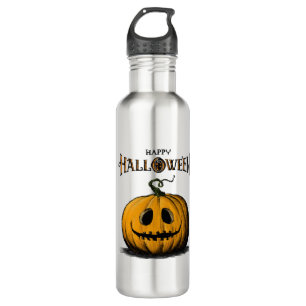 Happy Halloween Jack O'Lantern Adult Orange Tshirt 710 Ml Water Bottle