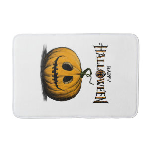 Happy Halloween Jack O'Lantern Adult Orange Tshirt Bath Mat