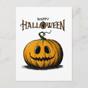 Happy Halloween Jack O'Lantern Adult Orange Tshirt Postcard