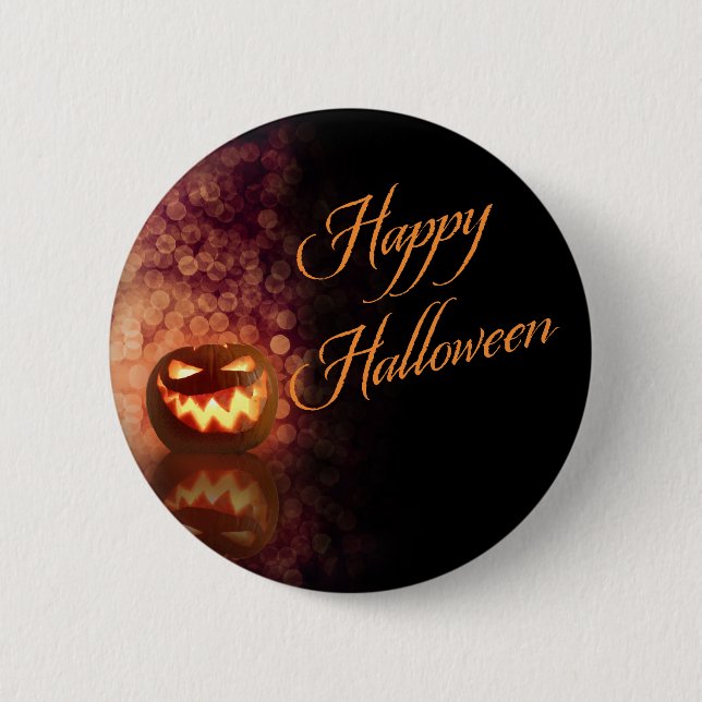Happy Halloween Jack O'Lantern Black and Orange 6 Cm Round Badge (Front)