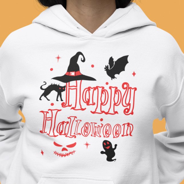 Happy Halloween | Jack O'Lantern Face Hoodie (Get into the spooky spirit this Halloween with style by grabbing your Happy Halloween hoodie.)