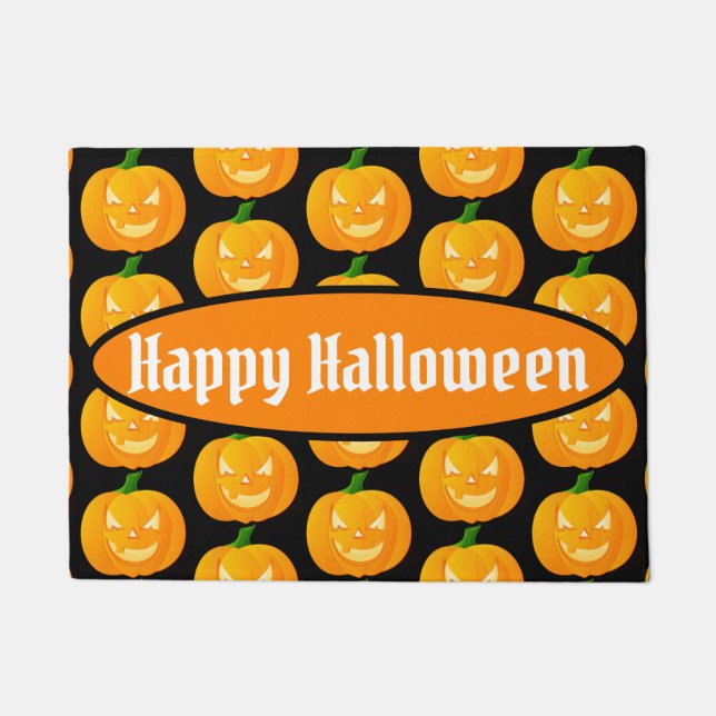 Happy Halloween Jack O'Lantern Pattern Doormat (Front)