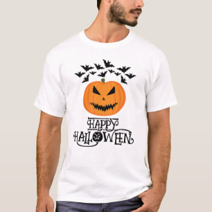 Happy Halloween Jack O'Lantern pumpkin bats T-Shirt