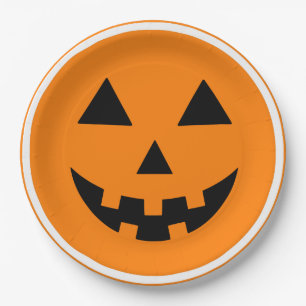 Happy Halloween Jack'o Lantern Pumpkin Face Paper Plate