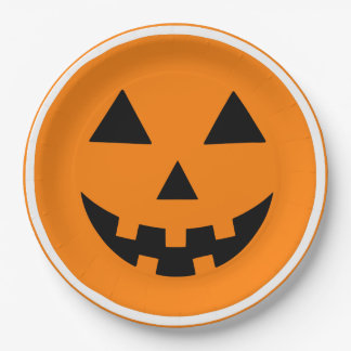 Happy Halloween Jack'o Lantern Pumpkin Face Paper Plate