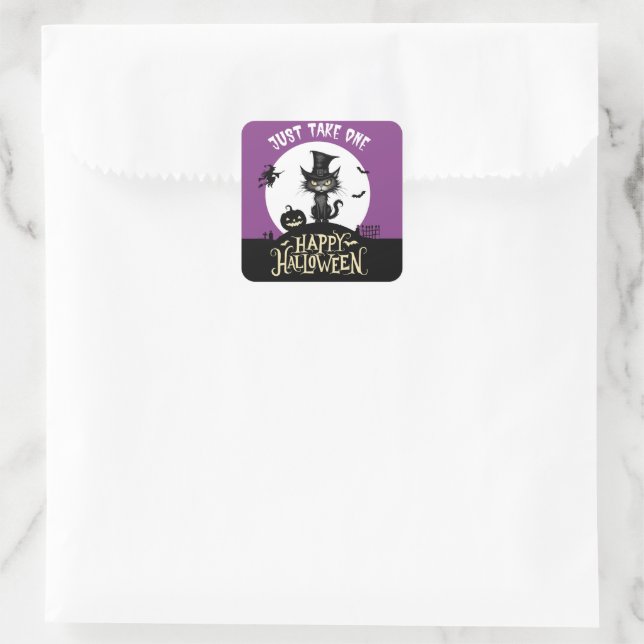Happy Halloween Just take one candy loot bag Square Sticker (Bag)