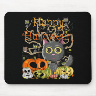 Happy Halloween Kawaii Black Cats Pumpkin Monsters Mouse Mat