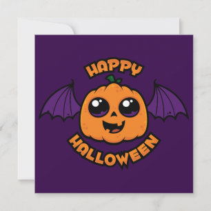 Happy Halloween Kawaii Pumpkin Spooky Cuteness Card
