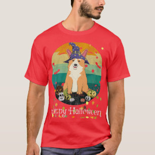 Happy Halloween Kawaii Witch Corgi & Pumpkin Jacko T-Shirt
