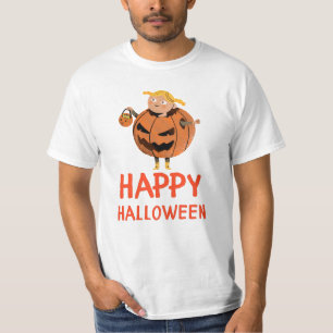 Happy Halloween Kid in Pumpkin Costume T-Shirt