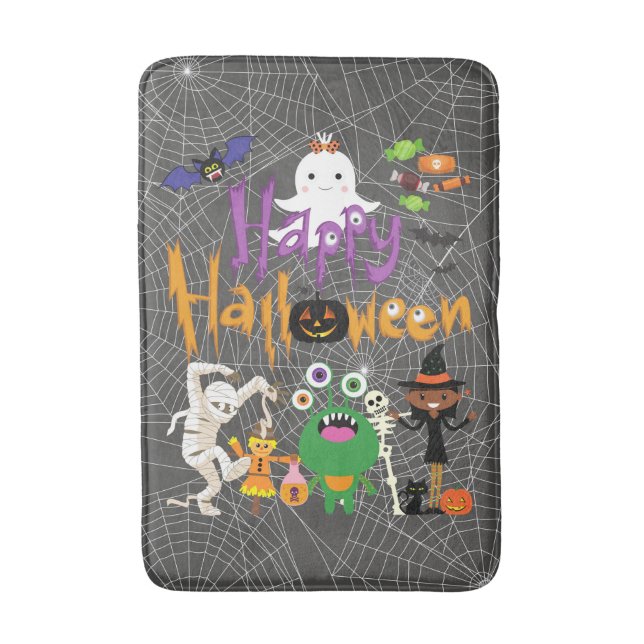 Happy Halloween Kids Cute and Spooky  Bath Mat (Front Vertical)