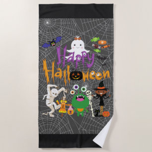 Happy Halloween Kids Cute and Spooky Beach Towel
