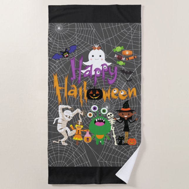 Happy Halloween Kids Cute and Spooky  Beach Towel (Front)