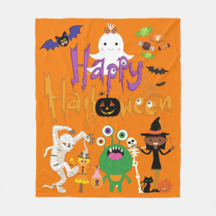 Happy Halloween Kids Cute and Spooky Fleece Blanke
