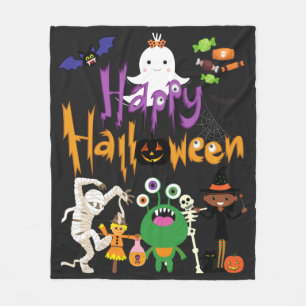 Happy Halloween Kids Cute and Spooky Fleece Blanket