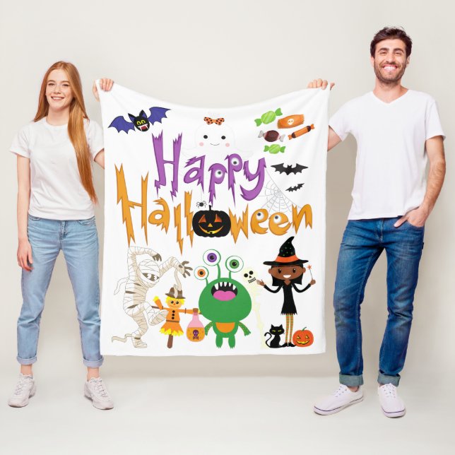 Happy Halloween Kids Cute and Spooky   Fleece Blanket (In Situ)