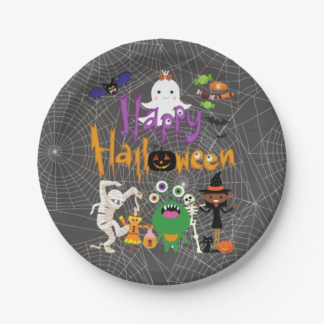 Happy Halloween Kids Cute and Spooky  Paper Plate (Front)