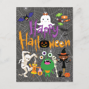 Happy Halloween Kids Cute and Spooky   Postcard