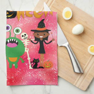 Happy Halloween Kids Cute and Spooky    Tea Towel