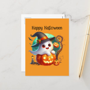 Happy Halloween kids ghost Holiday Postcard