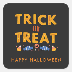 Happy Halloween Kids Trick or Treat Candy   Square Sticker