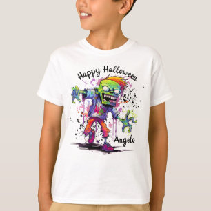 Happy Halloween Kids Zombie Colourful T-Shirt