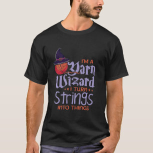 Happy Halloween Knitting Yarn Wizard Quote Magicia T-Shirt