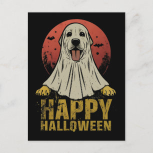 Happy Halloween Labrador Retriever Dog Ghost Holiday Postcard