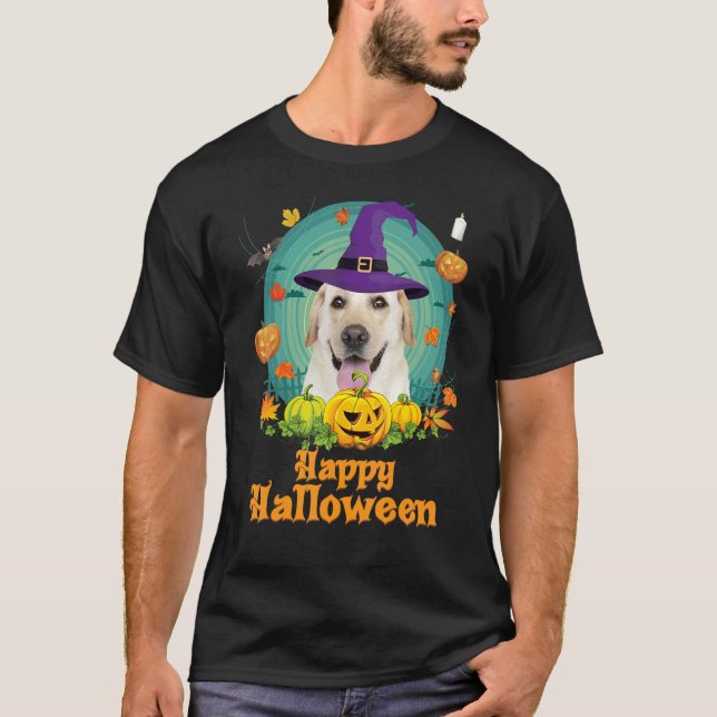 Happy Halloween Labrador Retriever Dog Pumpkin Wit T-Shirt (Front)