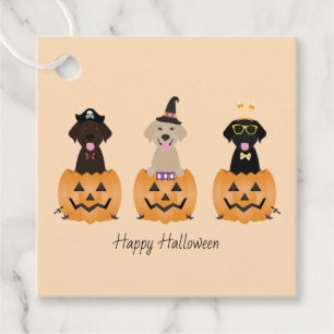 Happy Halloween Labrador Retriever Dogs Pumpkin Favour Tags