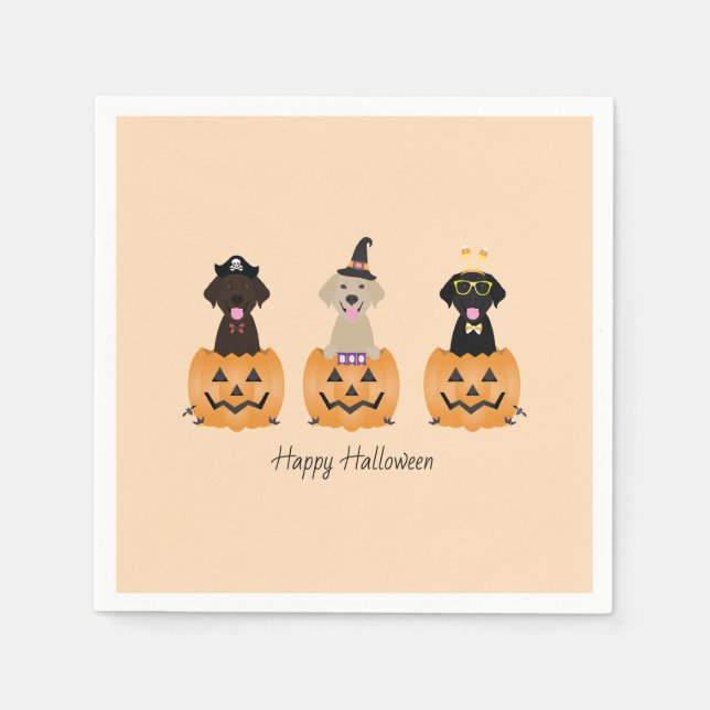 Happy Halloween Labrador Retriever Dogs Pumpkin Napkin (Front)