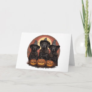 Happy Halloween Labrador Retriever Dogs Witch Hats Card