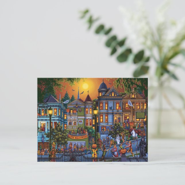 Happy Halloween landscape Holiday Postcard (Standing Front)