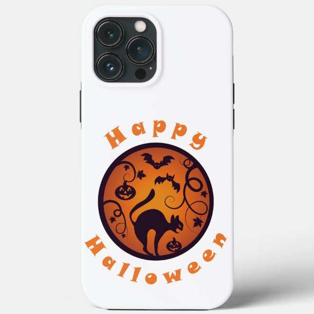 Happy Halloween lantern black cat spiders and bats Case-Mate iPhone Case (Back)