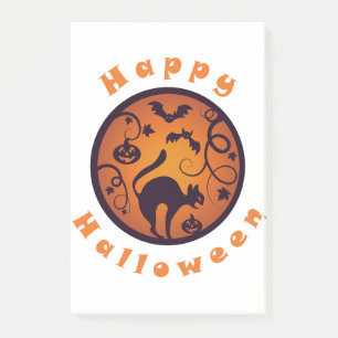 Happy Halloween lantern black cat spiders and bats Post-it Notes