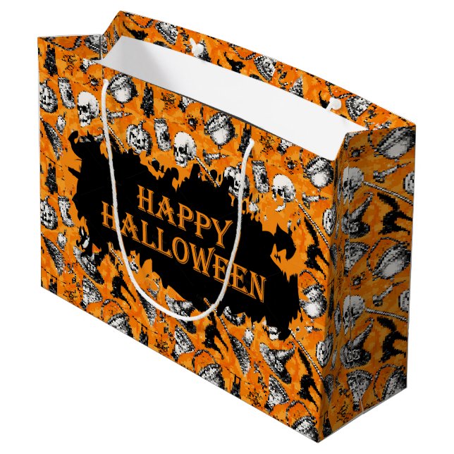 Happy Halloween Large Gift Bag (Back Angled)