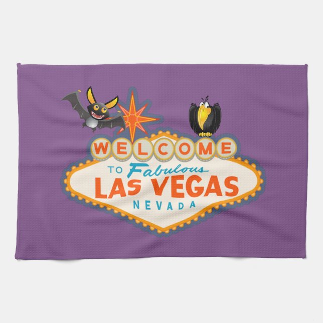 Happy Halloween Las Vegas Style Tea Towel (Horizontal)
