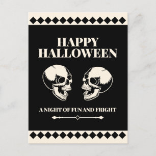 Happy Halloween Laughing Skulls Fun Holiday Postcard