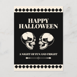 Happy Halloween Laughing Skulls Fun Holiday Postcard