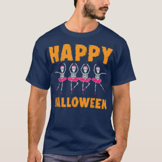 Happy Halloween Lazy Costume Dancing Skeleton Ball T-Shirt