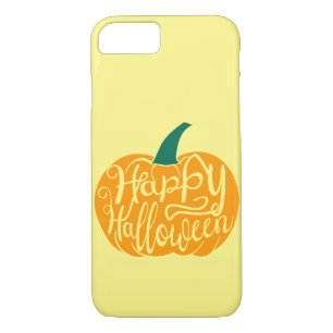 Happy Halloween lettering on carved pumpkin iPhone 8/7 Case