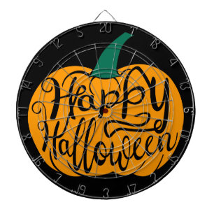 Happy Halloween lettering on carved pumpkin Dartboard