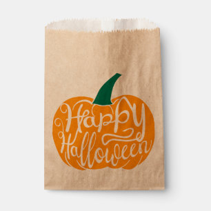 Happy Halloween lettering on carved pumpkin Favour Bags