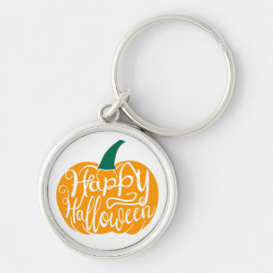 Happy Halloween lettering on carved pumpkin Key Ring